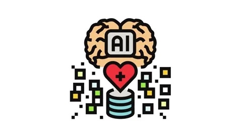 Artificial intelligence with medical data color icon animation Stock Footage 326107986