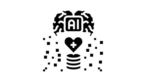 Artificial intelligence with medical data glyph icon animation Stock Footage 326145276