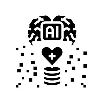 Artificial intelligence with medical data glyph icon vector illustration Stock Illustration