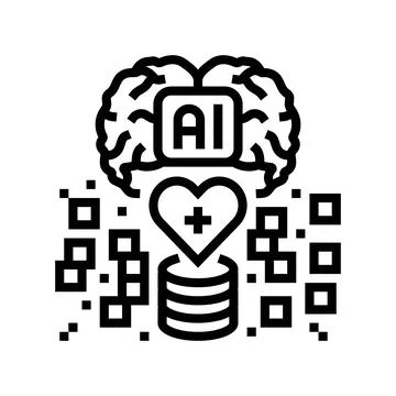 Artificial intelligence with medical data line icon vector illustration Stock Illustration