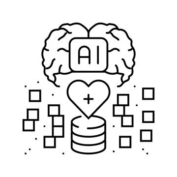 Artificial intelligence with medical data line icon vector illustration 스톡 일러스트