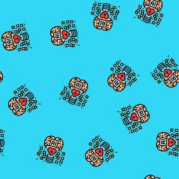 Artificial intelligence with medical data vector seamless pattern Illustrazione stock