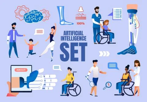 Artificial Intelligence in Medicine Concepts Set Stock Illustration