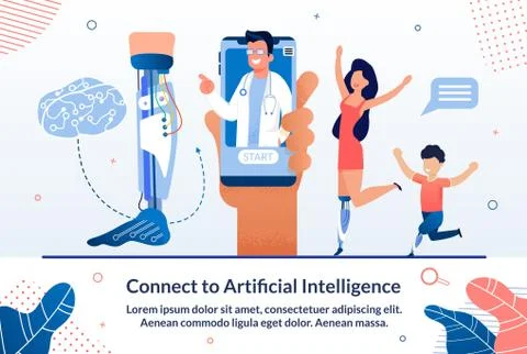 Artificial Intelligence in Medicine Vector Banner Illustrazione stock