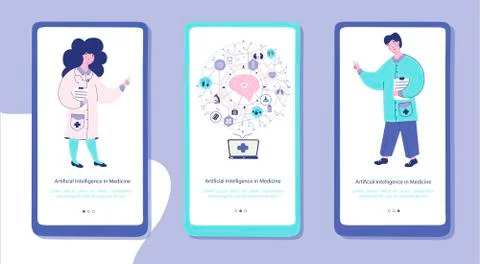 Artificial intelligence medicinevector. Concept of the AI diagnostics and Stock Illustration