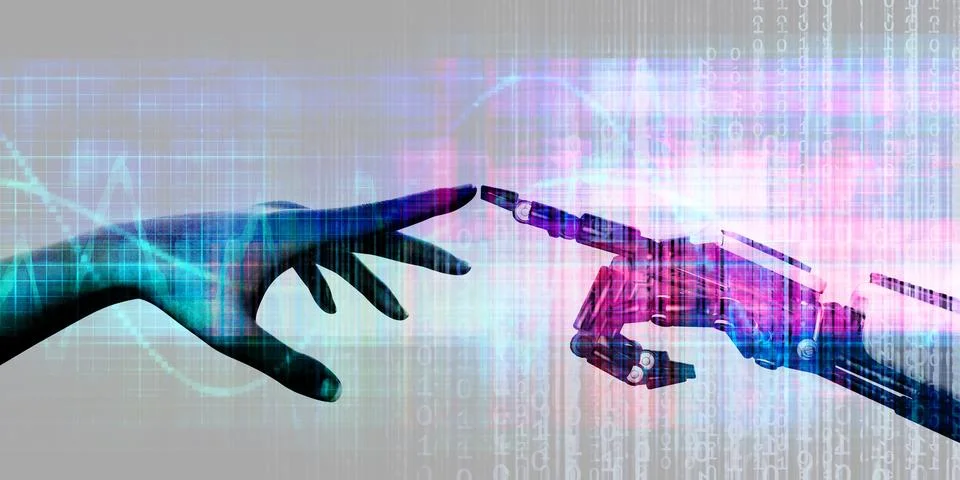 Artificial Intelligence Meets Humanity Digital Business Innovation Stock Photos