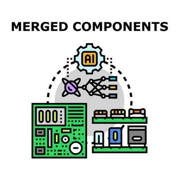 Artificial intelligence merging hardware and software components Ilustração Stock