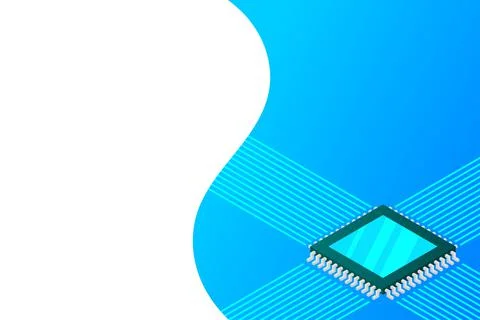 Artificial intelligence micro chip illustration. Quantum computing. PC mainbo Stock Illustration