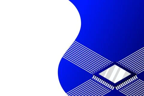 Artificial intelligence micro chip illustration. Quantum computing. PC mainbo Illustrazione stock