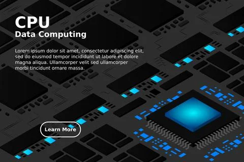 Artificial intelligence micro chip illustration. Quantum computing. PC mainbo Stock Illustration