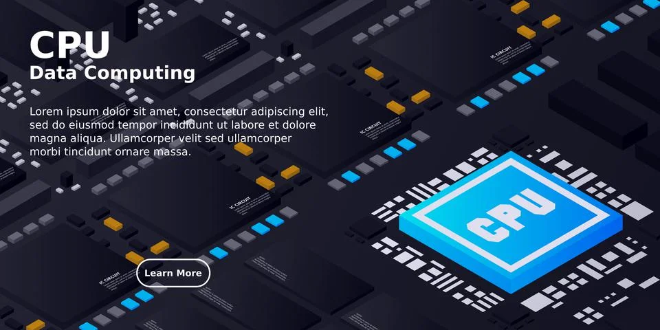 Artificial intelligence micro chip illustration. Quantum computing. PC mainbo Stock Illustration