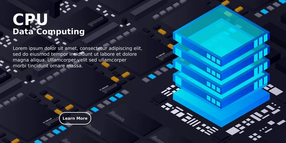 Artificial intelligence micro chip illustration. Quantum computing. PC mainbo Stock Illustration