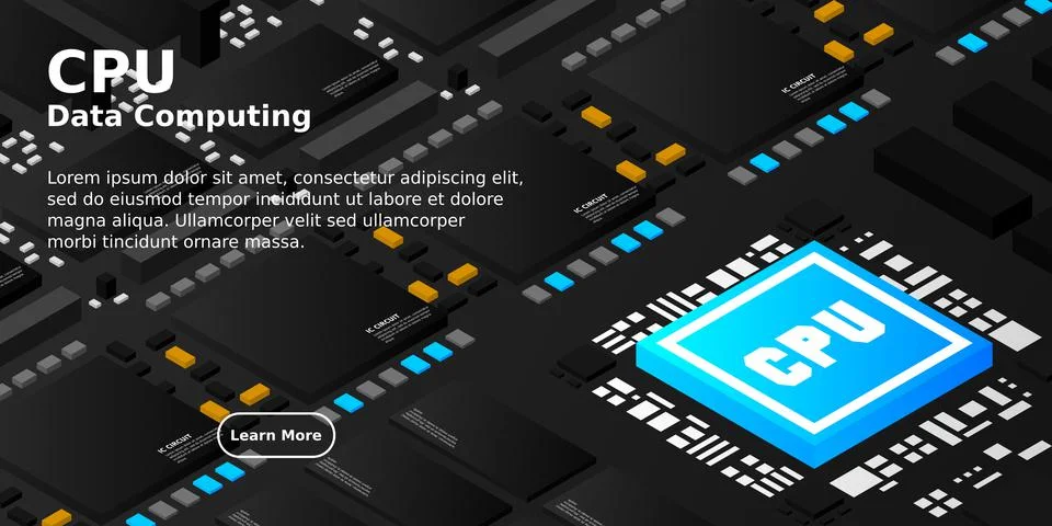 Artificial intelligence micro chip illustration. Quantum computing. PC mainbo Stock Illustration