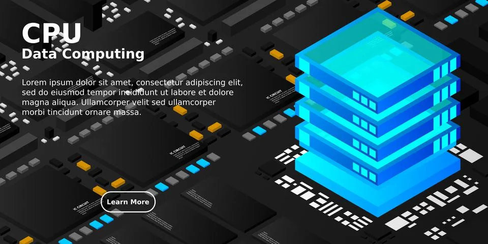 Artificial intelligence micro chip illustration. Quantum computing. PC mainbo Stock Illustration