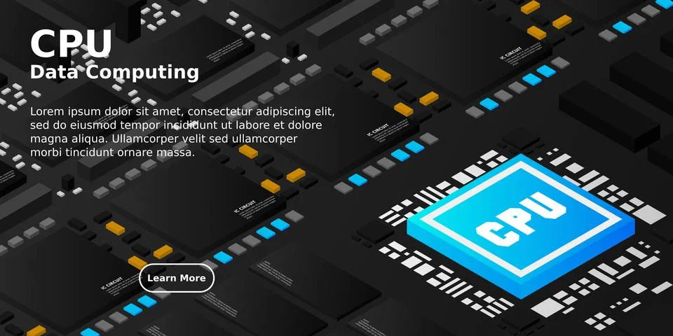 Artificial intelligence micro chip illustration. Quantum computing. PC mainbo Illustrazione stock