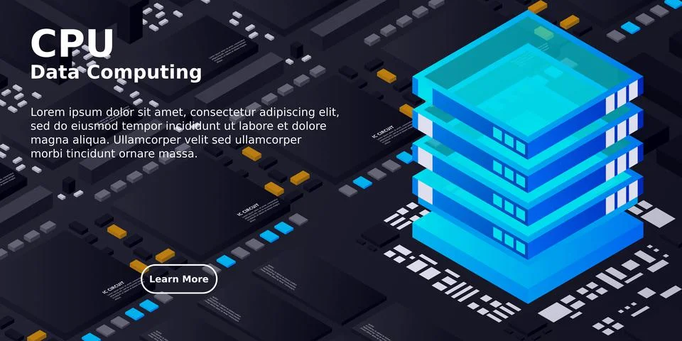 Artificial intelligence micro chip illustration. Quantum computing. PC mainbo Stock Illustration