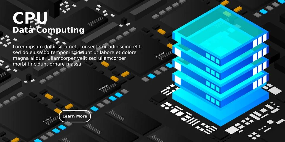 Artificial intelligence micro chip illustration. Quantum computing. PC mainbo Stock Illustration