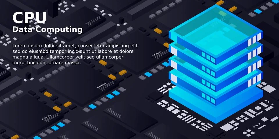 Artificial intelligence micro chip illustration. Quantum computing. PC mainbo Stock Illustration