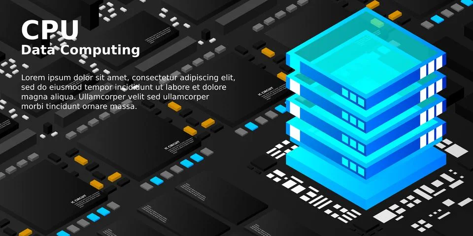 Artificial intelligence micro chip illustration. Quantum computing. PC mainbo Stock Illustration