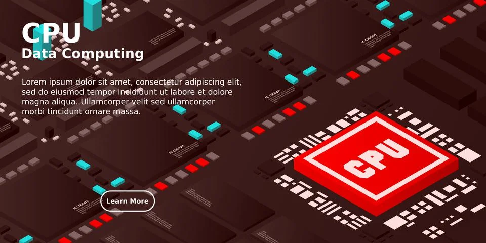 Artificial intelligence micro chip illustration. Quantum computing. PC mainbo Stock Illustration