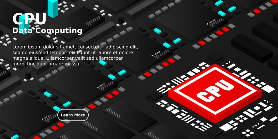 Artificial intelligence micro chip illustration. Quantum computing. PC mainbo Illustrazione stock