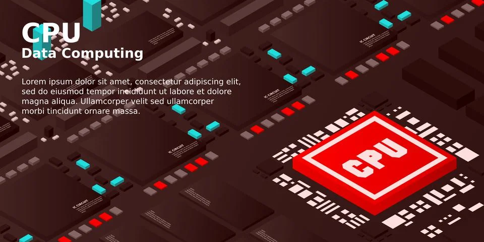 Artificial intelligence micro chip illustration. Quantum computing. PC mainbo Illustrazione stock