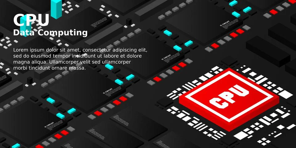 Artificial intelligence micro chip illustration. Quantum computing. PC mainbo Stock Illustration