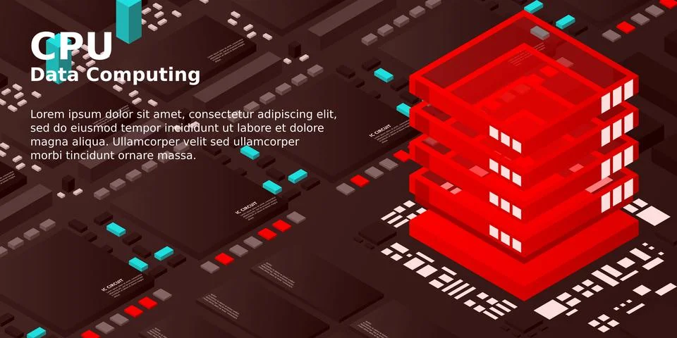 Artificial intelligence micro chip illustration. Quantum computing. PC mainbo Illustrazione stock