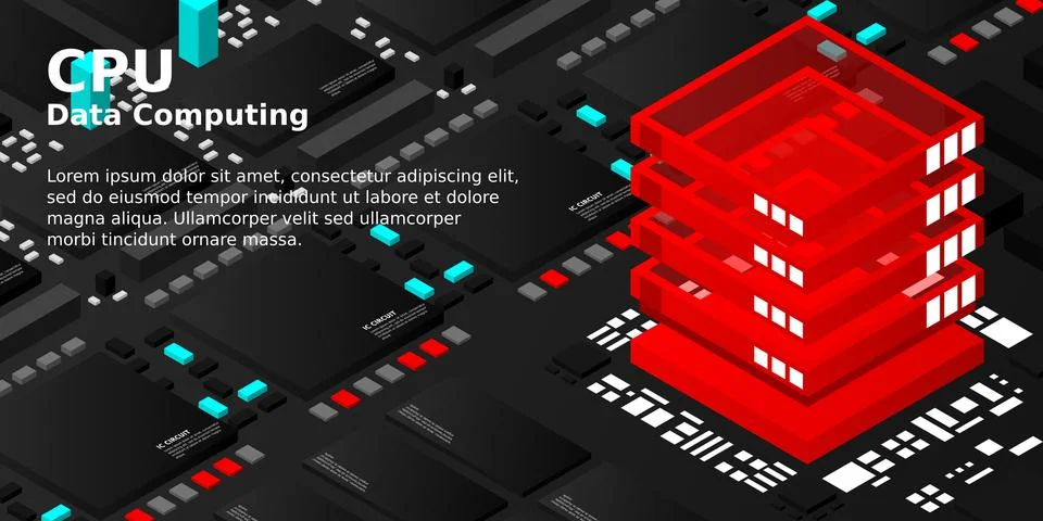 Artificial intelligence micro chip illustration. Quantum computing. PC mainbo Illustrazione stock