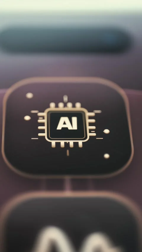 Artificial Intelligence Microchip App in Close-Up Stock Footage 341865544