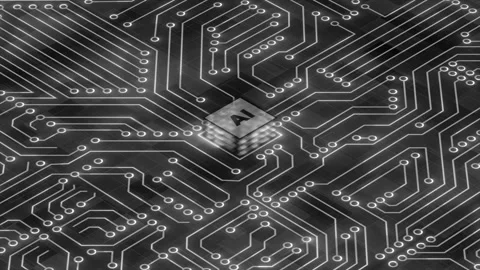 Artificial Intelligence Microchip Architecture and Circuit Board Video stock 339267629