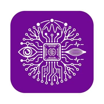Artificial intelligence microchip with brain and sensory inputs for bionic .. Illustrazione stock