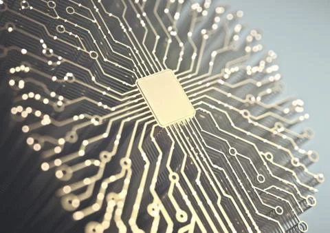Artificial Intelligence Microchip Brain Illustrazione stock