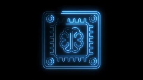 Artificial intelligence microchip brain neon glow concept video for technol.. Stock Footage 314539594