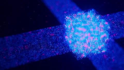 Artificial intelligence microchip, central data processing unit on circuit board Stock Footage 330666439