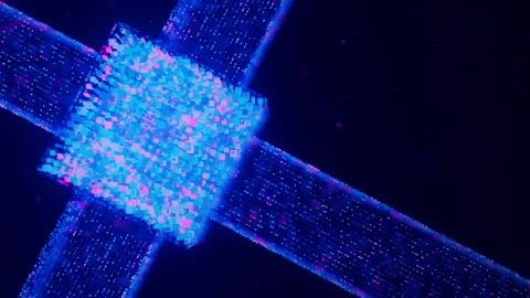 Artificial intelligence microchip, central data processing unit on circuit board Stock Footage 331014058