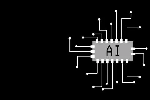 Artificial Intelligence Microchip Circuit Design Stock Illustration