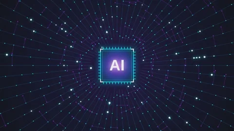 Artificial intelligence microchip conceptual motion background with digital.. Video stock 340852594
