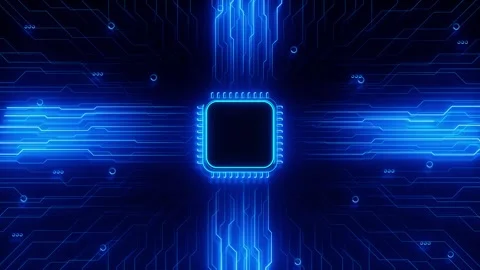 Artificial Intelligence Microchip on Digital Circuit Board Stock Footage 341366242