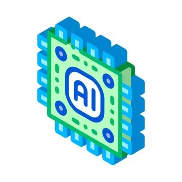 Artificial Intelligence Microchip isometric icon vector illustration Stock Illustration