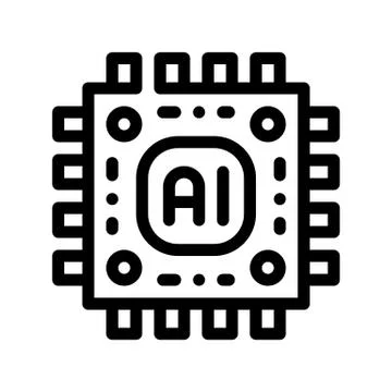 Artificial Intelligence Microchip Sign Icon 库存插图