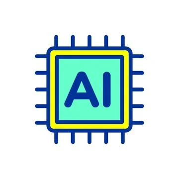 Artificial Intelligence Microchip Vector Icon with Circuit Node Connections Stock Illustration