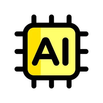 Artificial Intelligence Microchip Vector Icon with Circuit Node Connections Stock Illustration