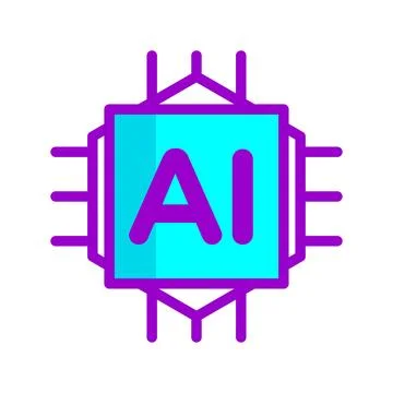 Artificial Intelligence Microchip Vector Icon with Circuit Node Connections 库存插图