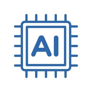 Artificial Intelligence Microchip Vector Icon with Circuit Node Connections Stock Illustration