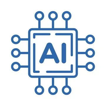 Artificial Intelligence Microchip Vector Icon with Circuit Node Connections Stock Illustration
