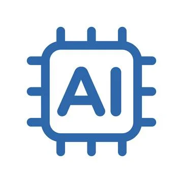 Artificial Intelligence Microchip Vector Icon with Circuit Node Connections Stock Illustration