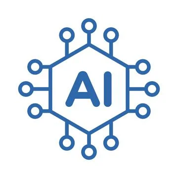 Artificial Intelligence Microchip Vector Icon with Circuit Node Connections Stock Illustration