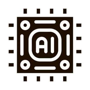 Artificial Intelligence Microchip Vector Sign Icon Stock Illustration