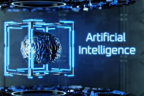 Artificial intelligence microprocessor. Training a neural network. Artifici.. Stock Illustration